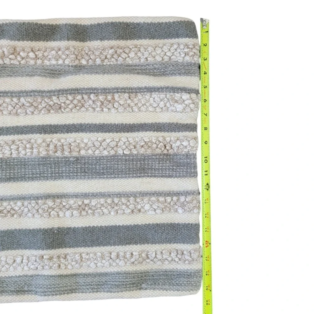 Magnolia‎ Home Pillow Cover 20 x 20 Neutral Striped Nubby Woven Textured Boho